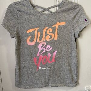 Champion Gray T-Shirt with Crisscross Back | Just Be You